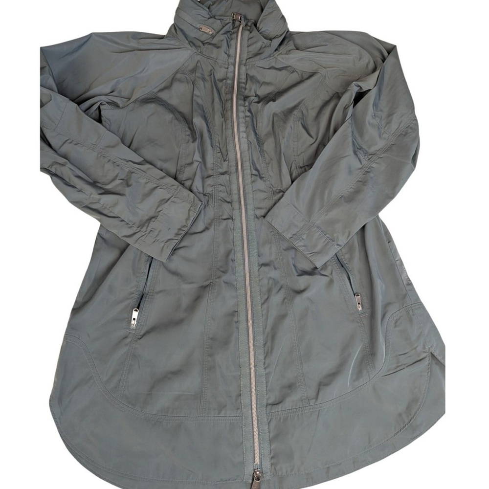 Athleta Light Gray Performance Jacket with fold away hood